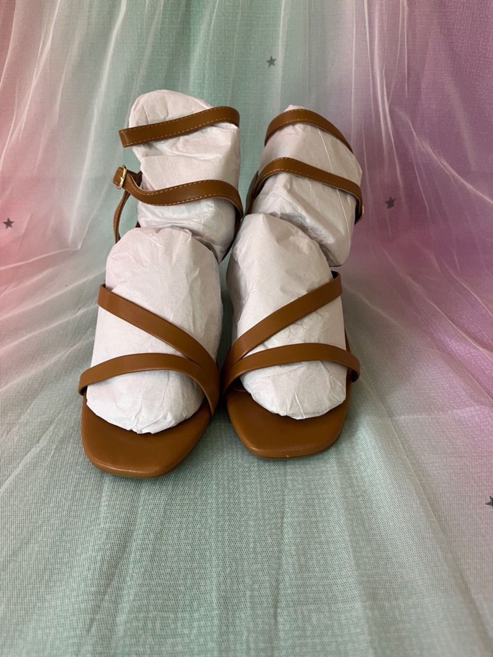 Women's Brown Block Heel Strappy Sandals